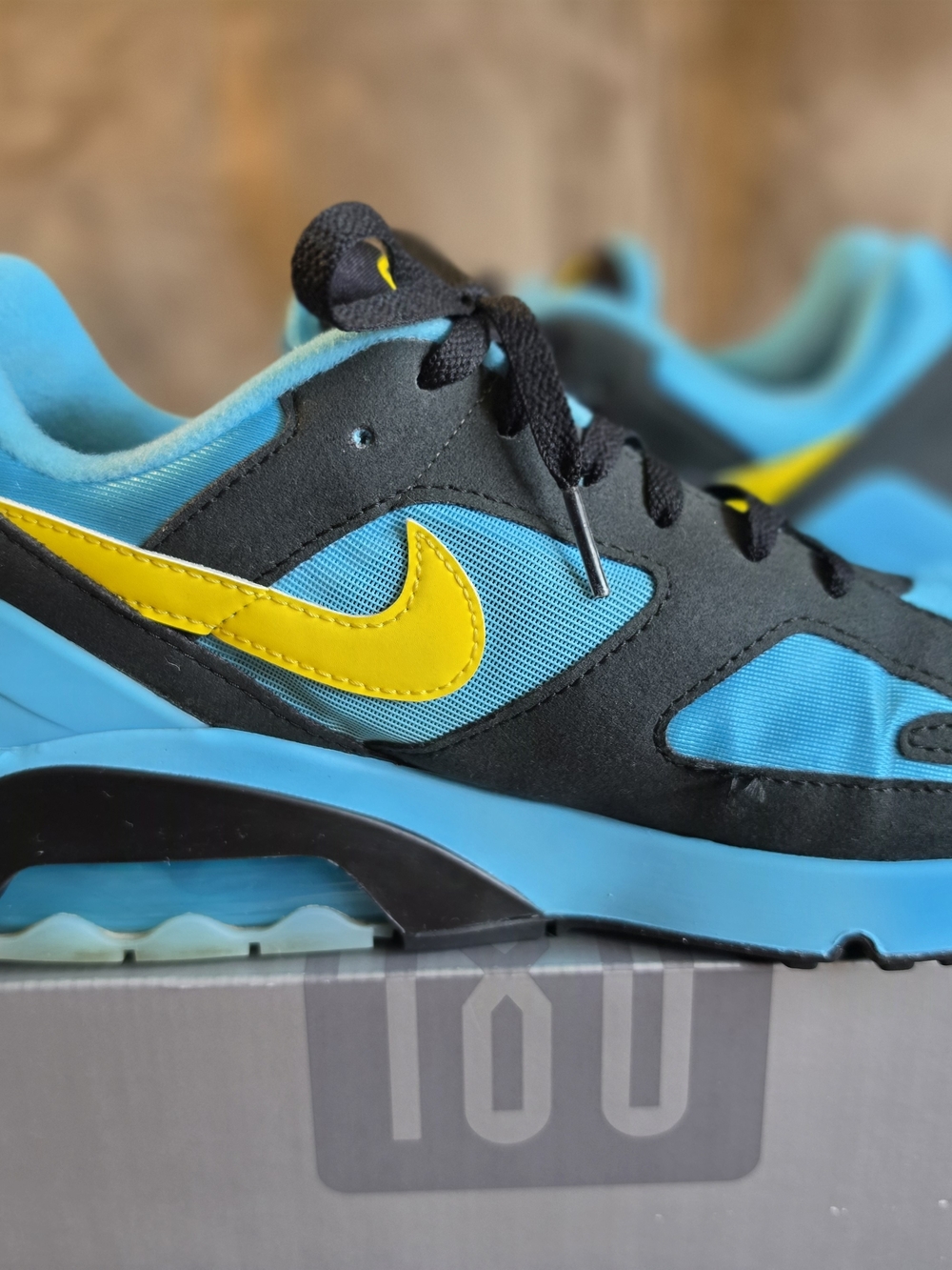 Nike AirMax 180 Men's Blue and Yellow Athletic Sneakers - Picture 7 of 12